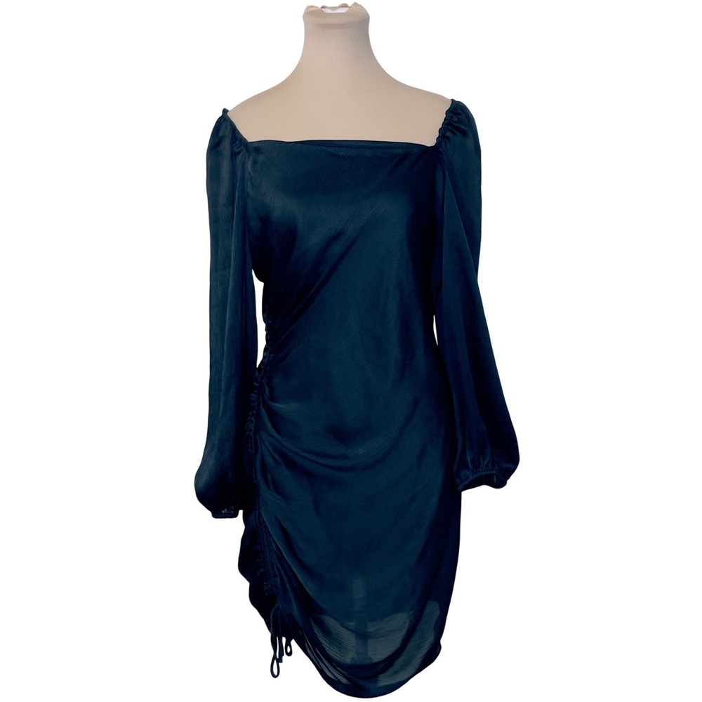 BCBGENERATION Womens Ruched Side Mini Dress Size 10 Black Minimalist Gothic